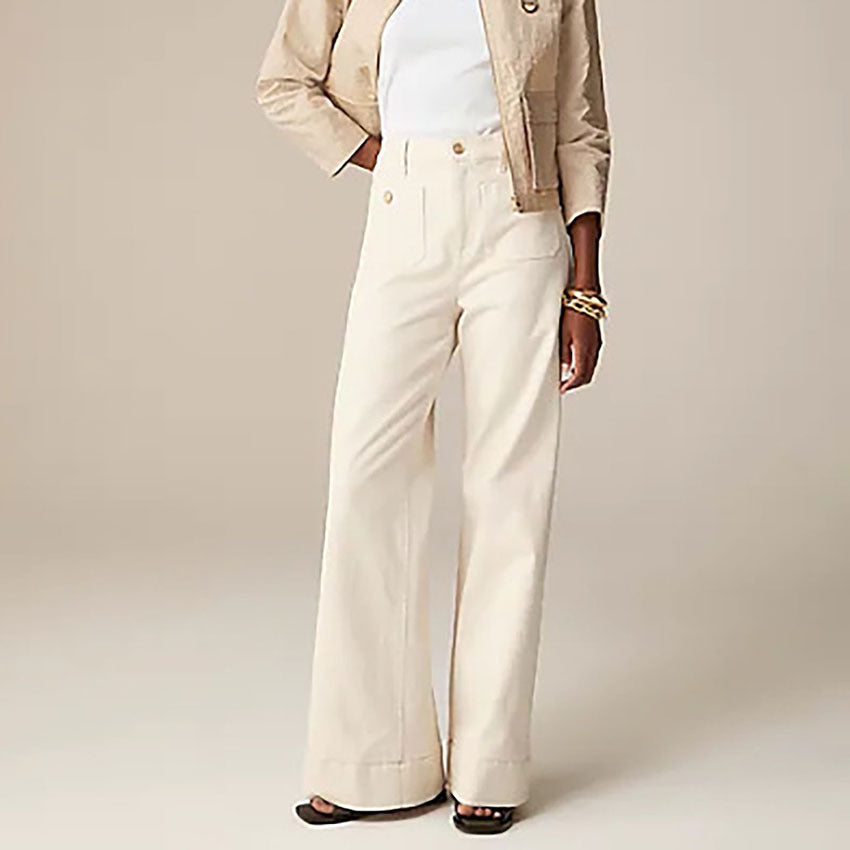 Loose Plus Size Leisure Washed-out Button jeans
