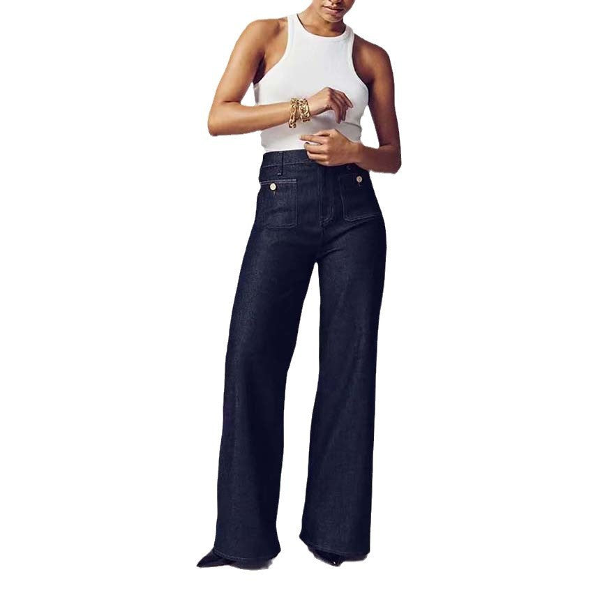 Loose Plus Size Leisure Washed-out Button jeans