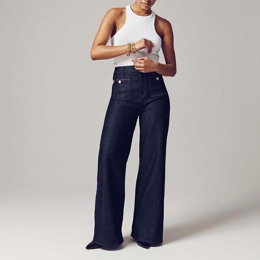 Loose Plus Size Leisure Washed-out Button jeans