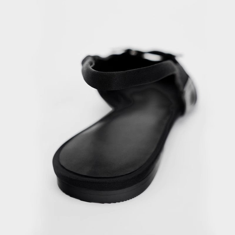 Closed Toe Sandals Women's Black Cross Strap Patent Leather Flat Casual Mules