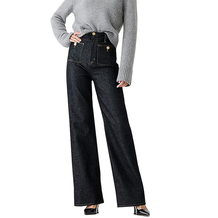 Loose Plus Size Leisure Washed-out Button jeans