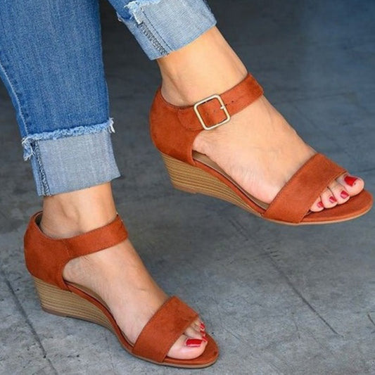 Wedge Buckle Strap Plus Size Sandals