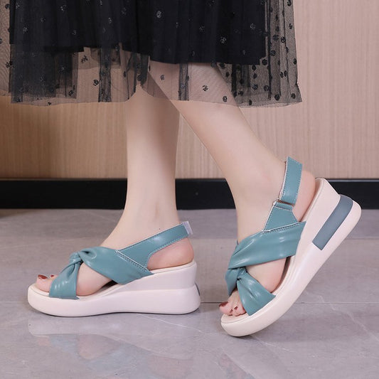 Cross-strap Platform Casual Wedge Sandals