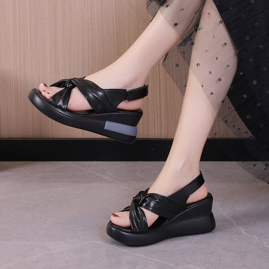 Cross-strap Platform Casual Wedge Sandals