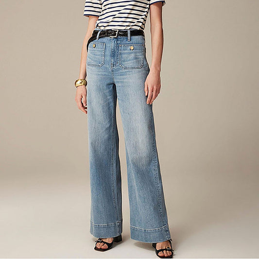 Loose Plus Size Leisure Washed-out Button jeans