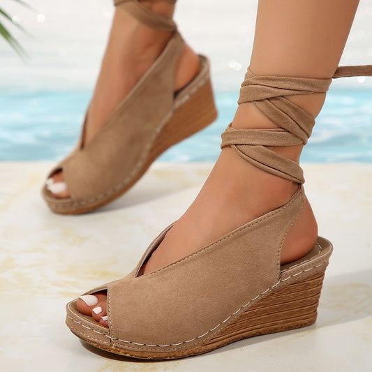 Peep Toe Winding Tape Fashion Sandals